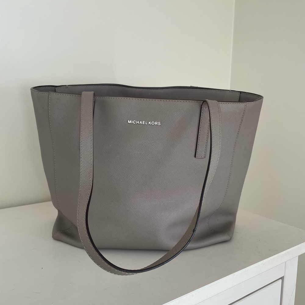 Michael Kors Light Grey Large Laptop Tote Bag